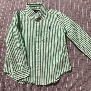 Ralph Lauren White and Green Striped Shirt